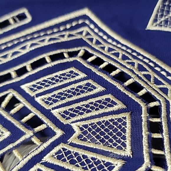 Ya Los Angeles Royal Blue/White Silk Adjustable Spaghetti Strap Tank Top, Small - Picture 4 of 10